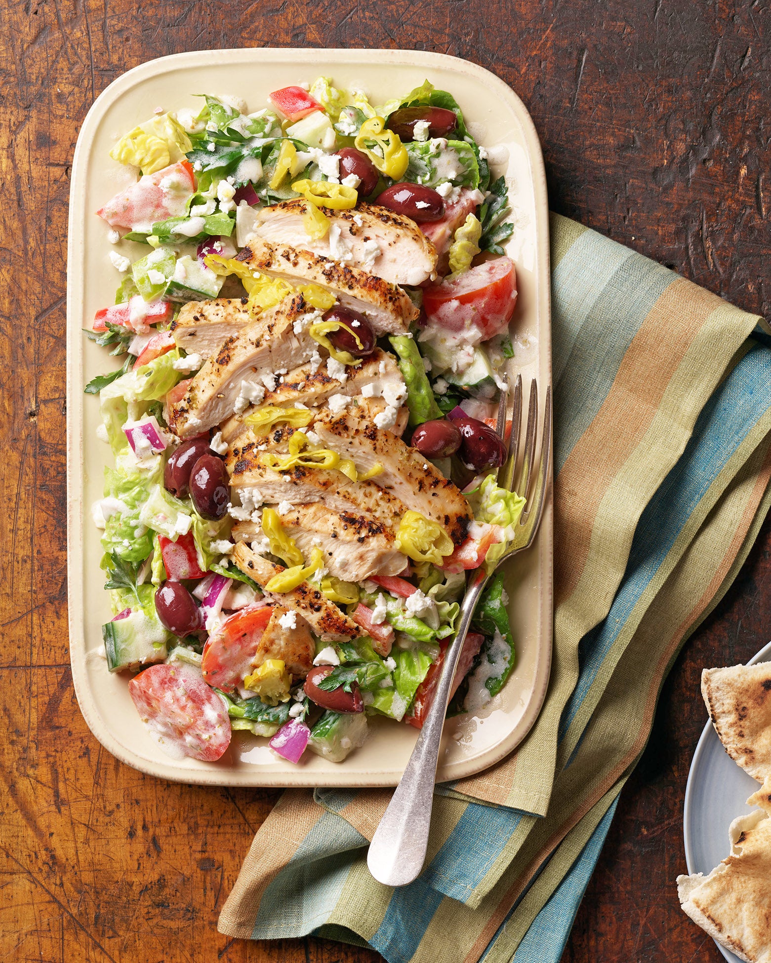 Go-Greek Grilled-Chicken Salad with Creamy Dressing