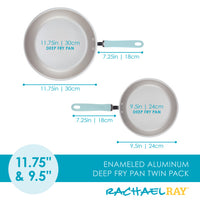 9.5" & 11.75" Nonstick Induction Frying Pans with blue handles.