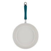 8-Piece Ceramic Nonstick Cookware Set with a teal handle by Rachael Ray.