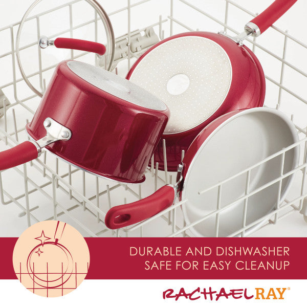 Rachael Ray 14.25-Inch Nonstick Induction Wok in dishwasher rack.