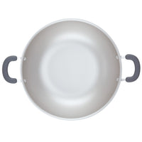 Top view of a 14.25-Inch Nonstick Induction Wok with black handles.