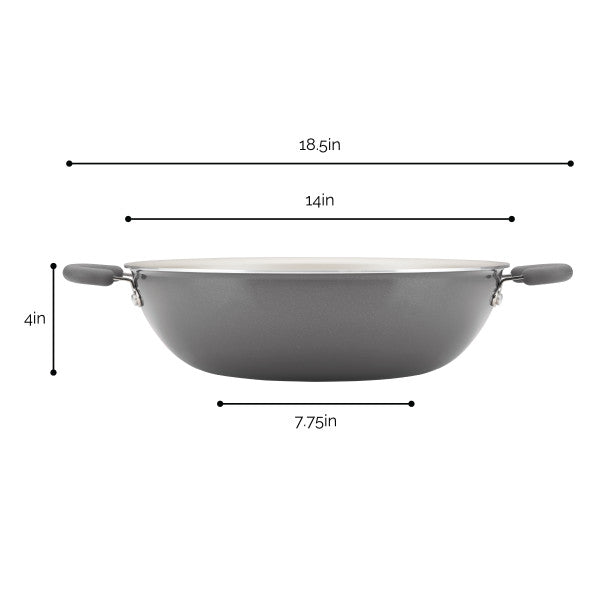 14.25-Inch Nonstick Induction Wok with handles, ideal for stir frying.