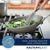 A person is cooking green beans using the Cook + Create Nonstick Cookware Sets on a gas stovetop.