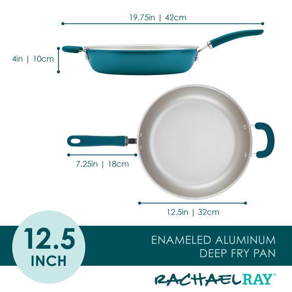 Top and side views of a 12.5-inch Nonstick Induction Deep Frying Pan with dimensions.