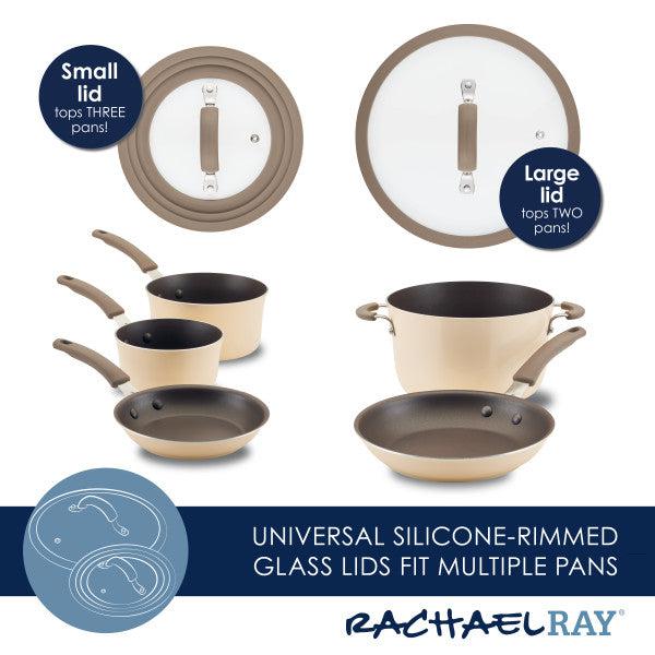 The Cook + Create Nonstick Cookware Sets come with silicone-rimmed glass lids and nonstick surfaces, ideal for a variety of pans.