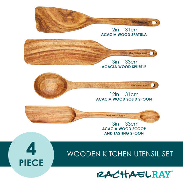The Acacia Wood Tool Sets comprise four pieces, including spoons, a spatula, and a spurtle. They are crafted to be safe for nonstick cookware, making them ideal for all your culinary needs.