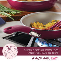 Nonstick Induction Deep Frying Pan, purple, oven safe up to 400°F.