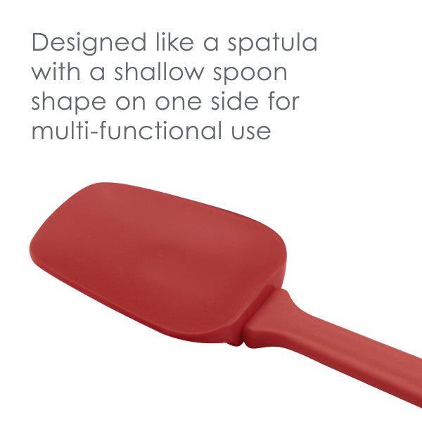 This 3-Piece Spoonula Set features a red spatula with a shallow spoon shape on one side, making it perfect for use with nonstick cookware due to its gentle design. Part of our versatile nylon tools collection, it's ideal for all your culinary needs.
