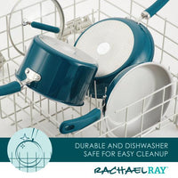 Nonstick Induction Deep Frying Pans placed upside down in dishwasher for cleaning.