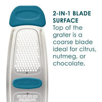 Introducing the Stainless Steel Multi-Grater, featuring a 2-in-1 blade surface that's ideal for citrus zest, nutmeg, or chocolate. Designed with silicone handles to ensure a comfortable grip.