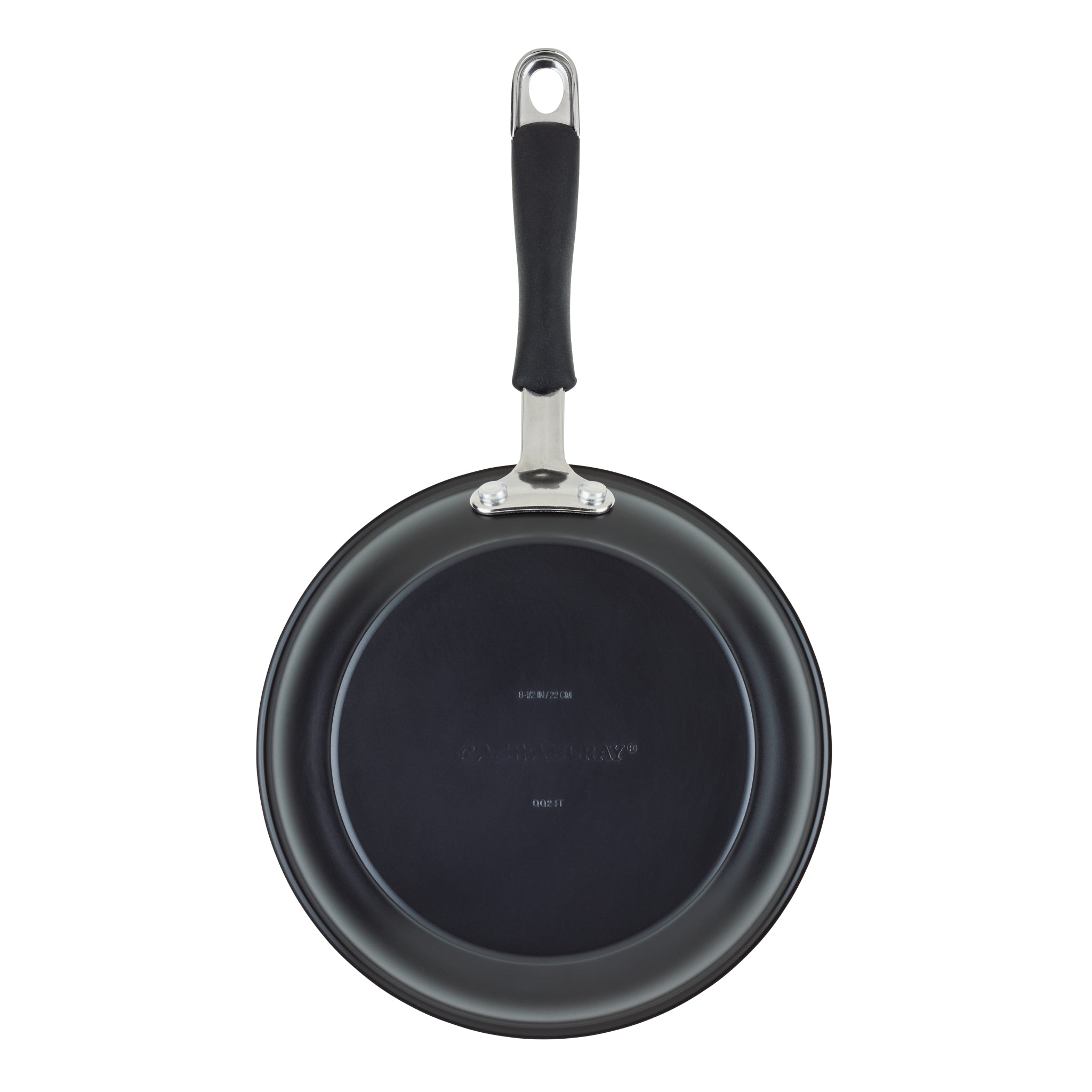 Ceramic Nonstick Frying Pan with black handle, viewed from above.