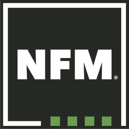 NFM logo with green and black color scheme, featuring four green squares.