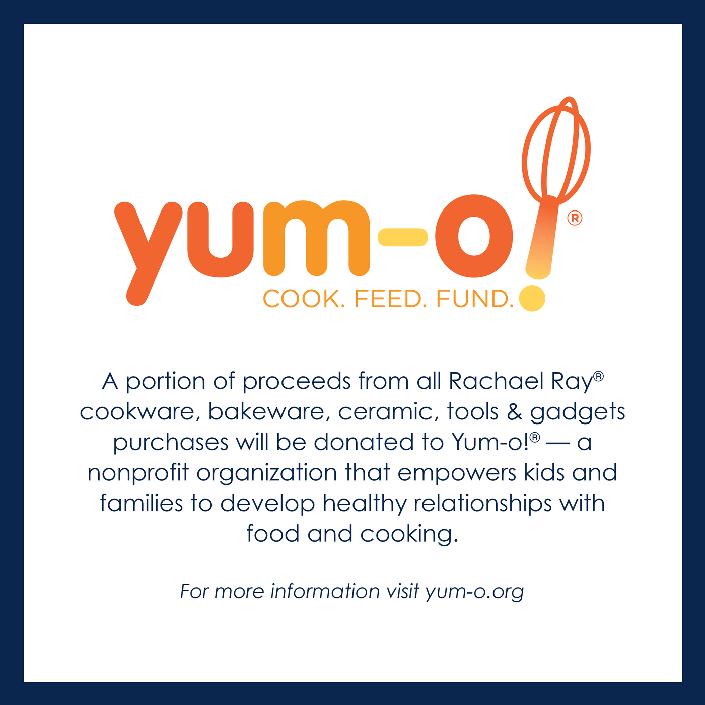 Yum-o! Learn how the 5-Quart Cook + Create Nonstick Dutch Oven with Lid, featuring easy-clean cooking surfaces, can support our nonprofit. Find donation details from Rachael Ray purchases.