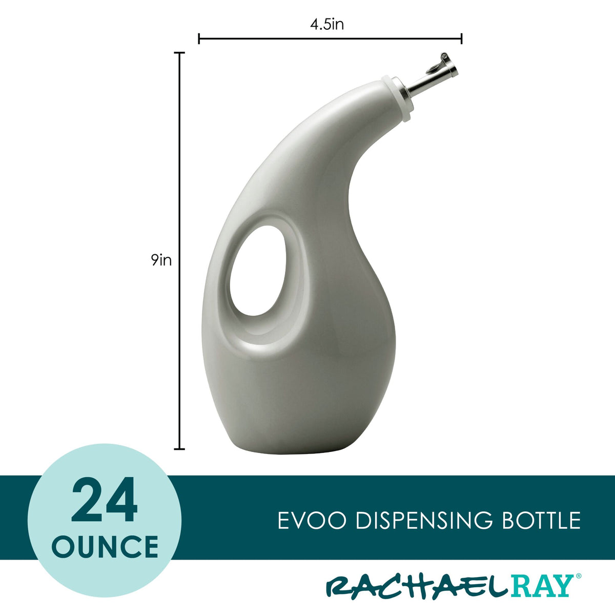 24 oz oil dispensing bottle with ergonomic handle and pour spout.