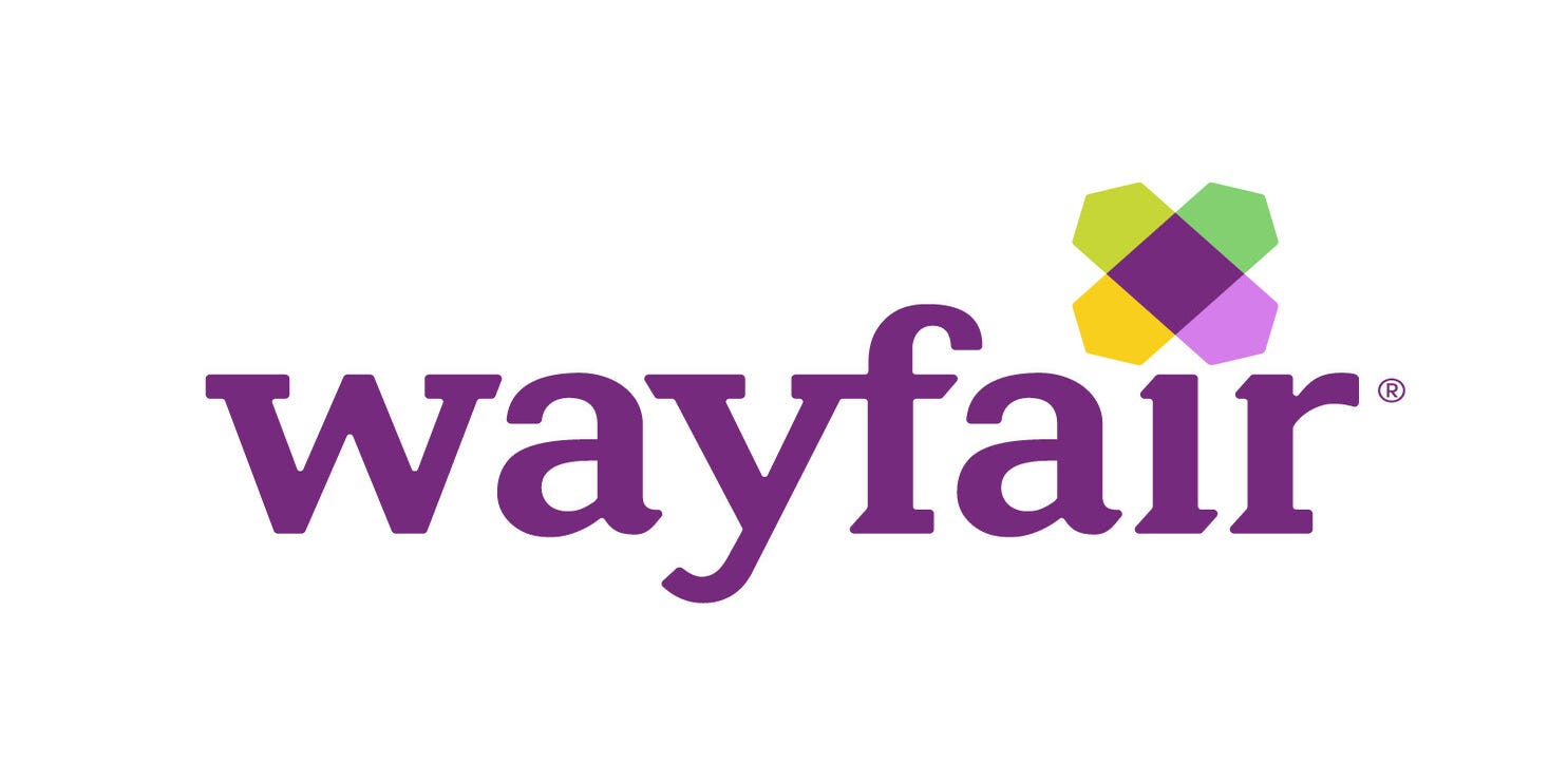 Wayfair logo with colorful geometric design above company name.