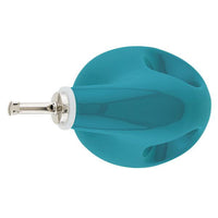 Sleekly designed blue pizza cutter with a silver handle on a white background, made for precise slicing and echoing the elegance of an EVOO Bottle 24-Ounce.