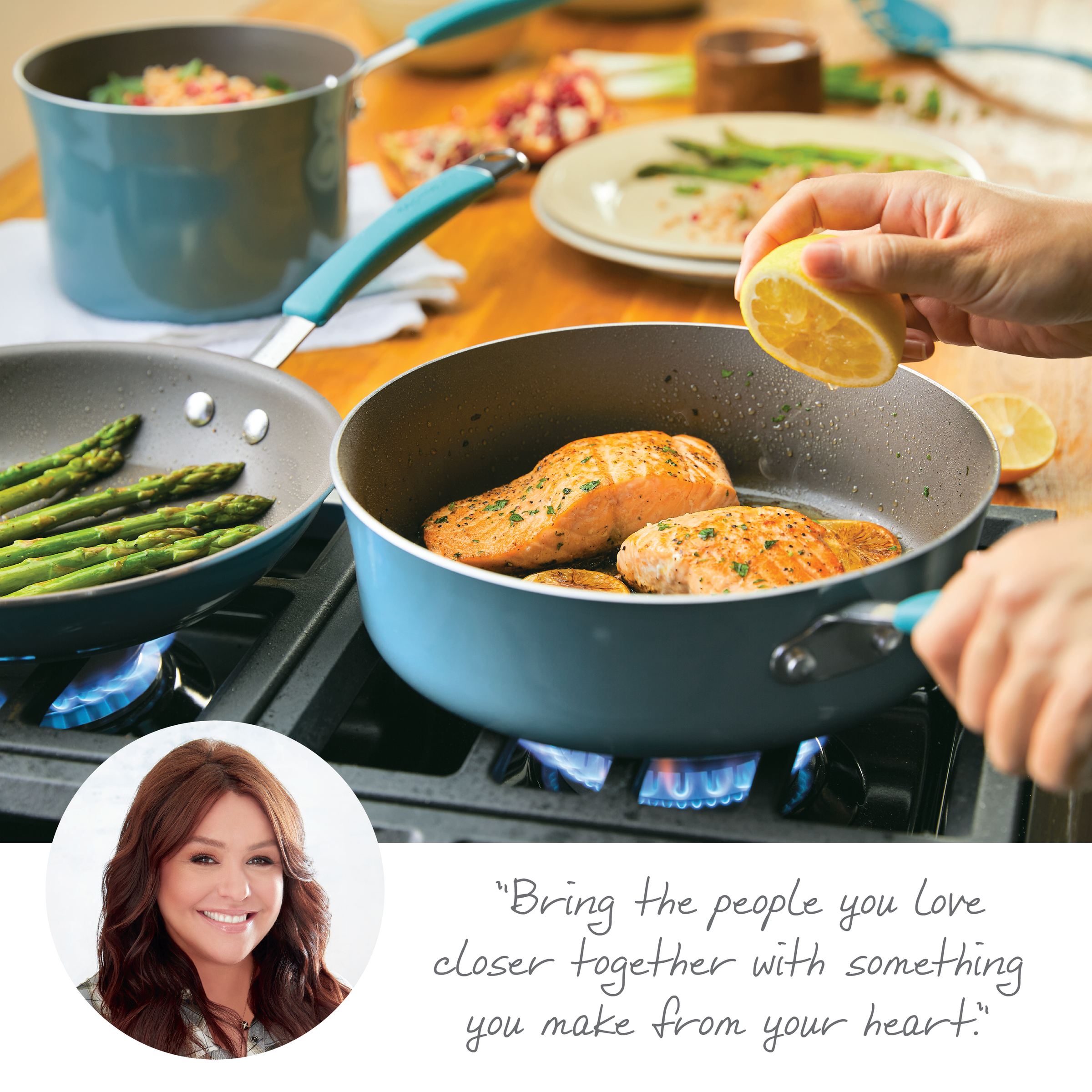 Cooking salmon and asparagus becomes a joy with the 10-Piece Cucina Nonstick Cookware Set. As you effortlessly prepare this meal for your loved ones, remember the warmth of serving them something special. This set, featuring an espresso-colored nonstick surface and rubberized stainless steel handles, adds both style and ease to every dish.