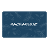 A blue design showcasing the "Rachael Ray" logo, decorated with illustrated herbs and vegetables. Ideal as a hotrachaelratrend.com Gift Card, providing the recipient with the gift of choice. Redeemable at checkout to delight any culinary enthusiast.