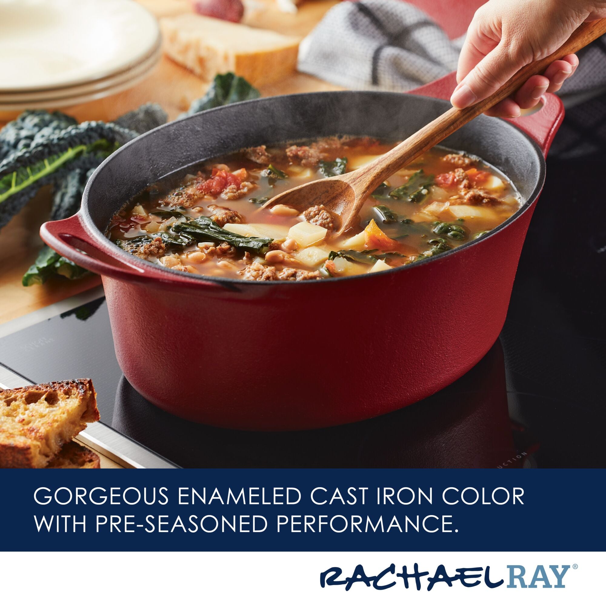 Premium RUST-RESISTANT™ Cast Iron Dutch Oven | Red