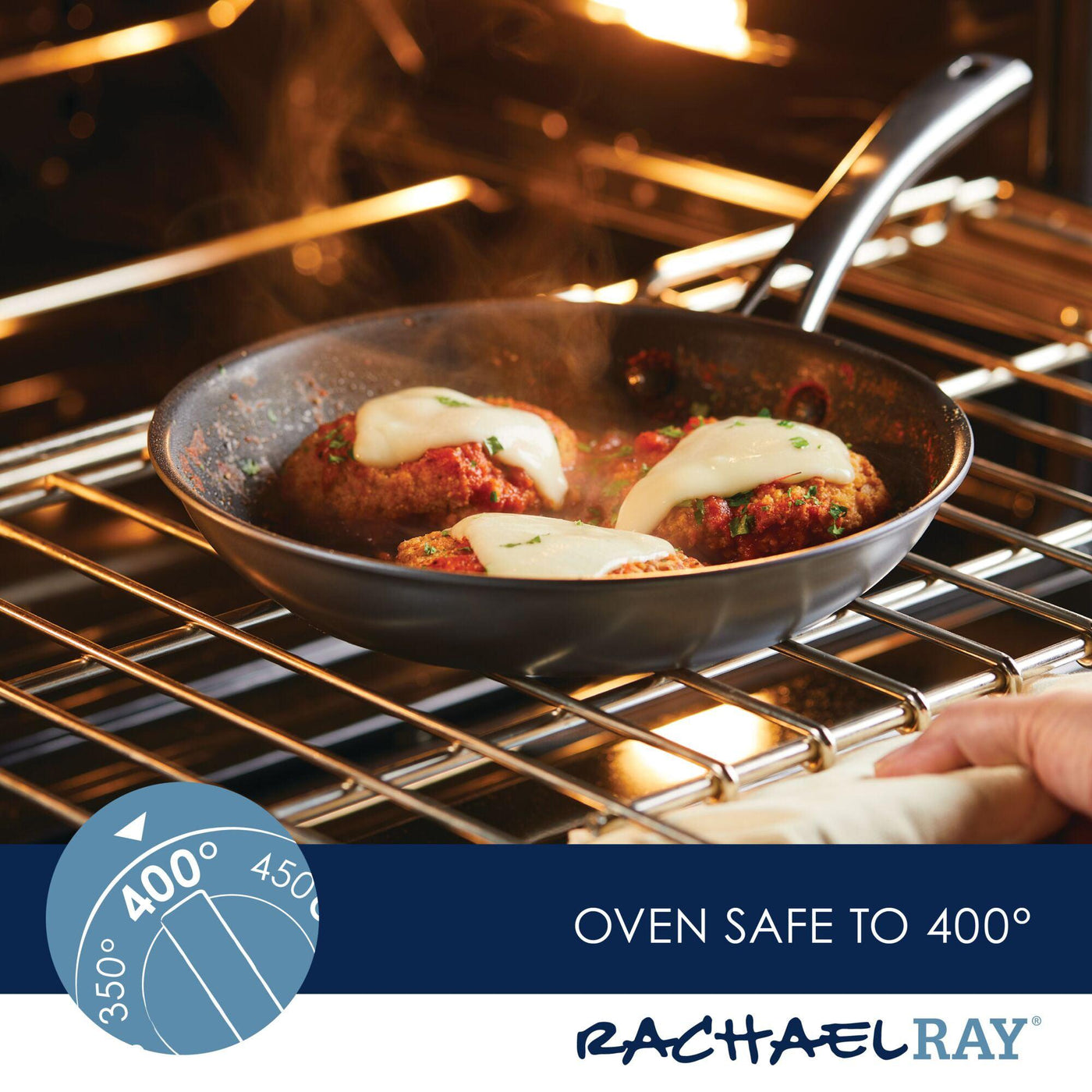 This 2-Piece Cook + Create Hard Anodized Nonstick Frying Pan Set, made from durable hard-anodized aluminum, is perfect for baking your cheesy meat dish in the oven and is safe up to 400 degrees. The nonstick surface makes cleanup a breeze after a delightful culinary experience.