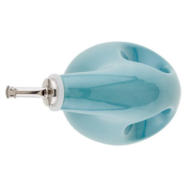 Turquoise 24-Ounce EVOO Bottle with a rotating handle and a precision pouring spout for seamless pouring.