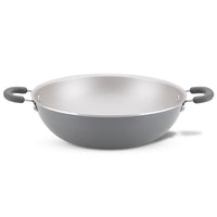 14.25-Inch Nonstick Induction Wok with two black handles on white background.