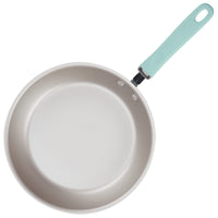 Nonstick Induction Deep Frying Pan with a light blue handle, top view.