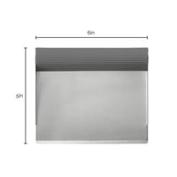 The Bench Scrape - Rach's Food Mover is an essential kitchen tool, featuring a 6-inch width and 5-inch height in durable stainless steel.