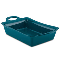 The 9-Inch x 13-Inch Ceramic Baker, in a lovely teal color, is perfect for oven-safe recipes and includes a convenient handle on one end.
