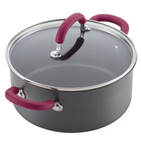 11-Piece Hard Anodized Nonstick Induction Cookware Set with red handles.