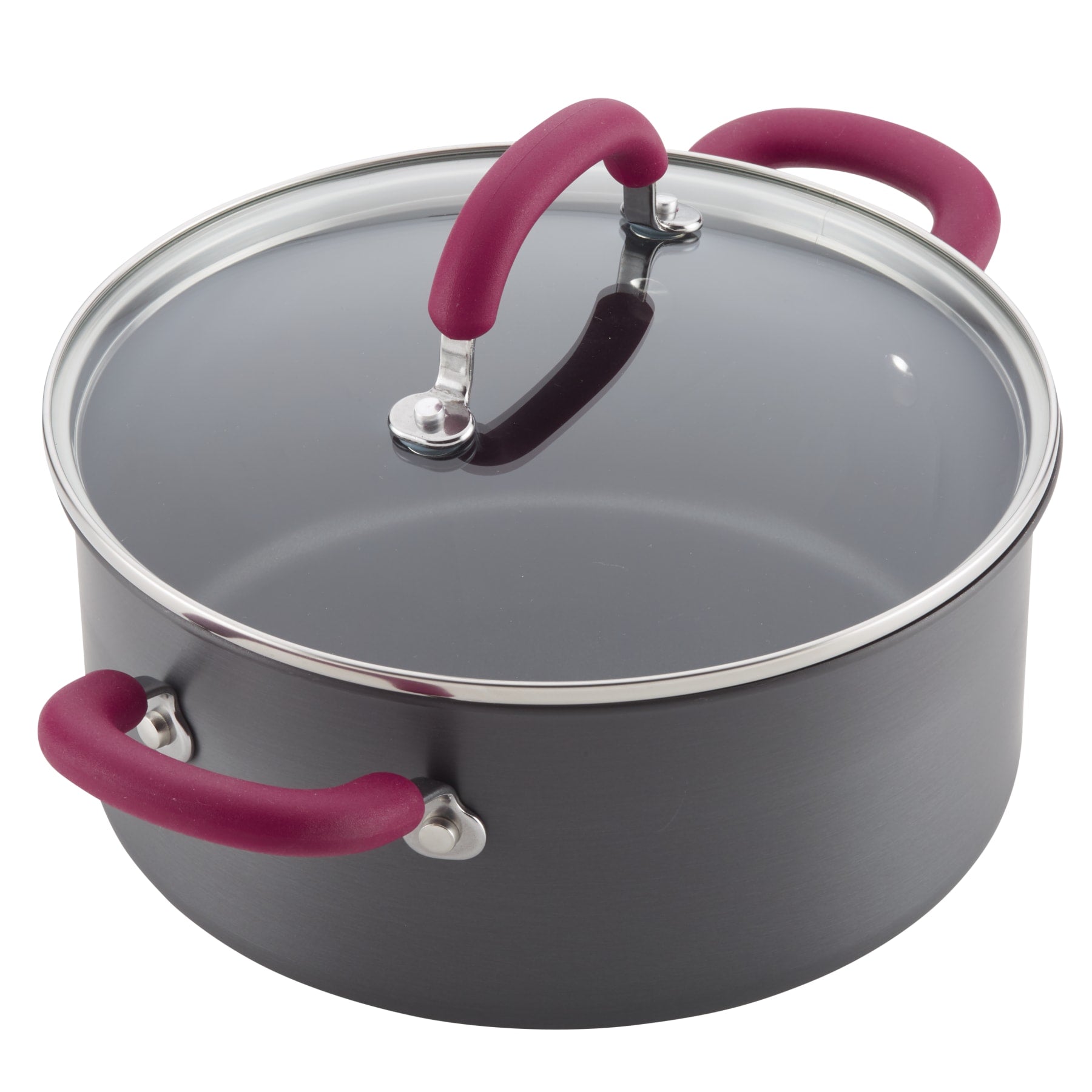 11-Piece Hard Anodized Nonstick Induction Cookware Set with red handles.