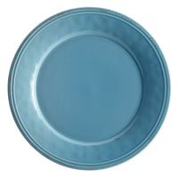 Introducing our exquisite 16-Piece Dinnerware Set, featuring a blue ceramic dinner plate adorned with an elegant handcrafted texture on a pristine white background. For your convenience, every piece in the set is also dishwasher safe.