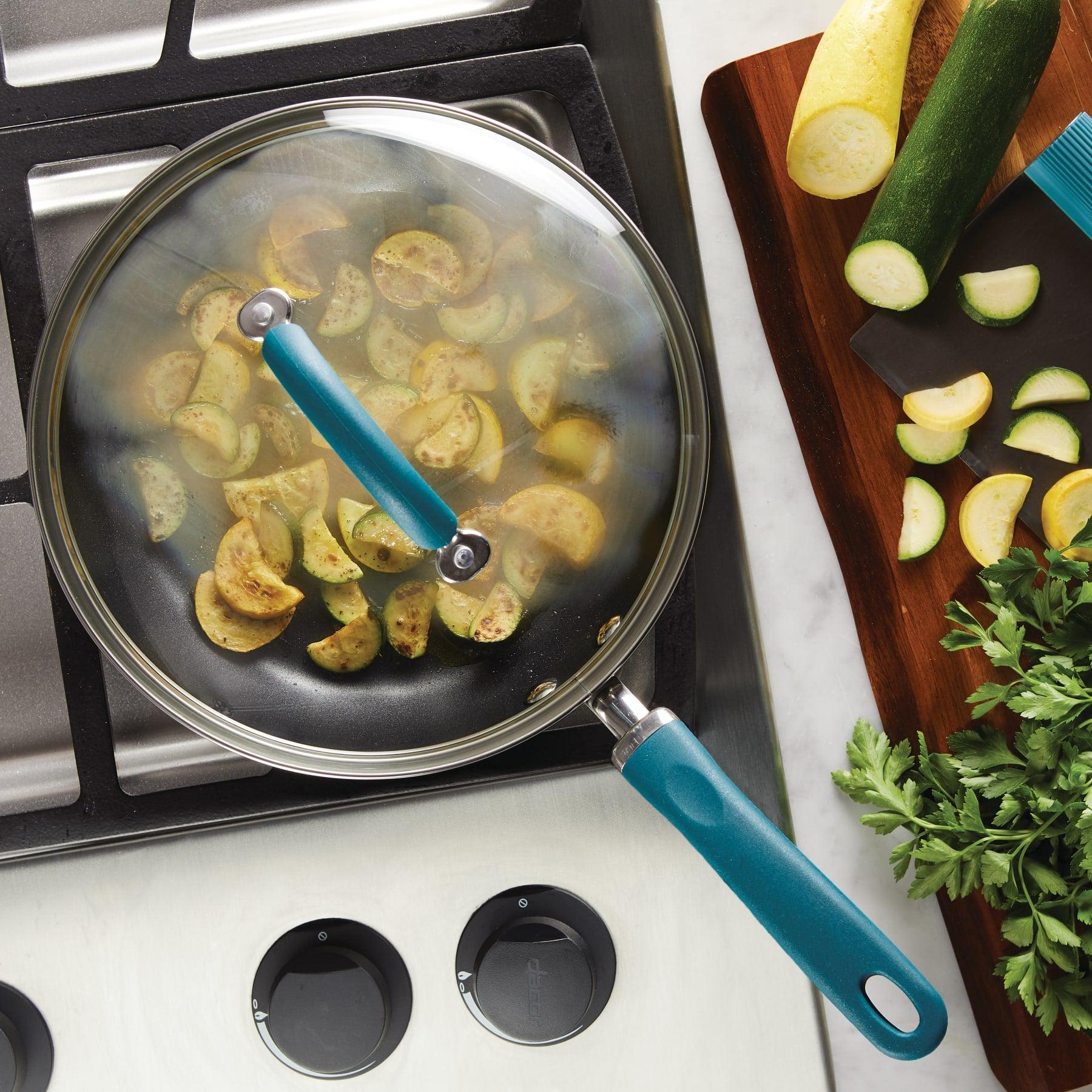 10.25-Inch Nonstick Deep Frying Pan steaming squash, veggies on the side.