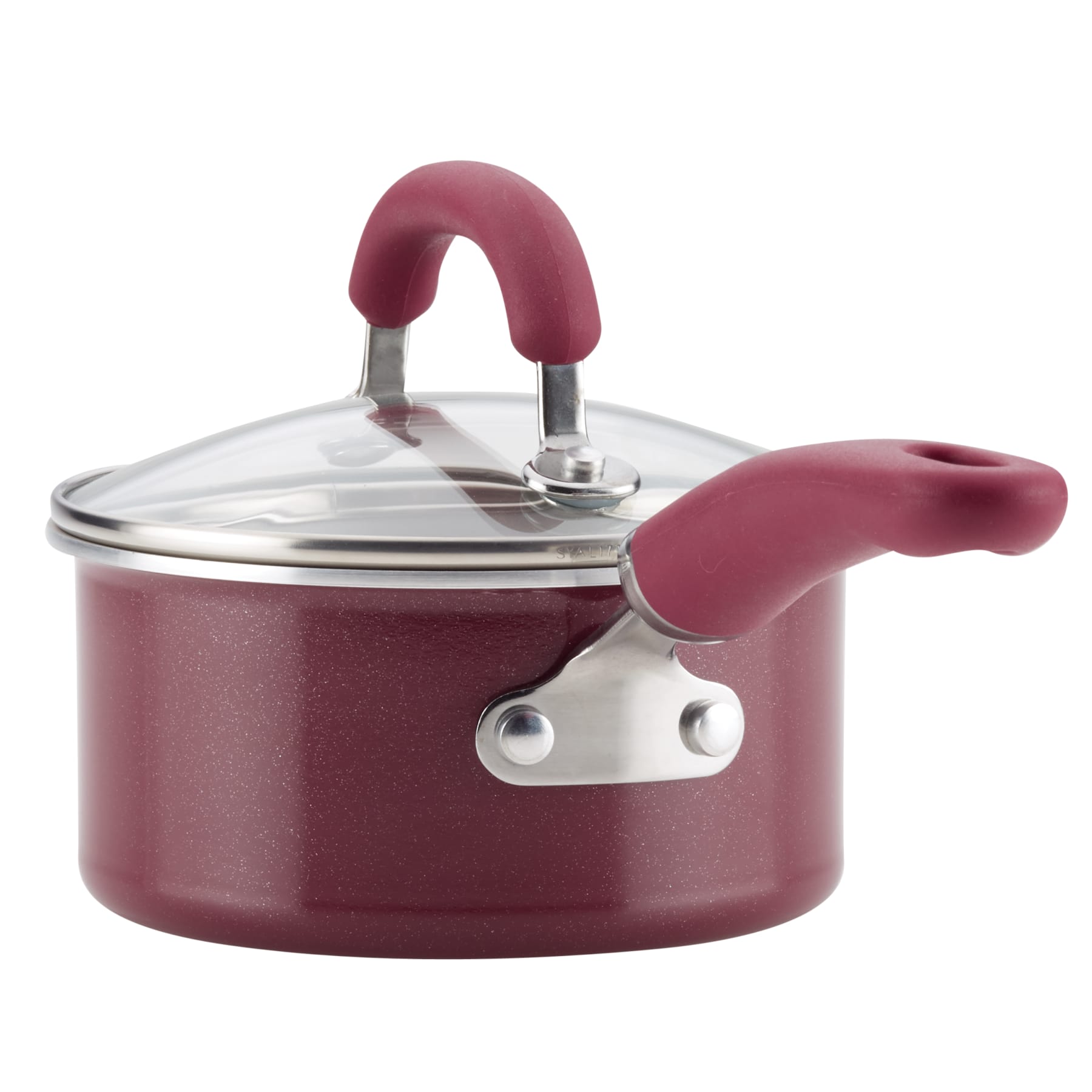 13-Piece Nonstick Induction Cookware Set with red saucepan and glass lid.