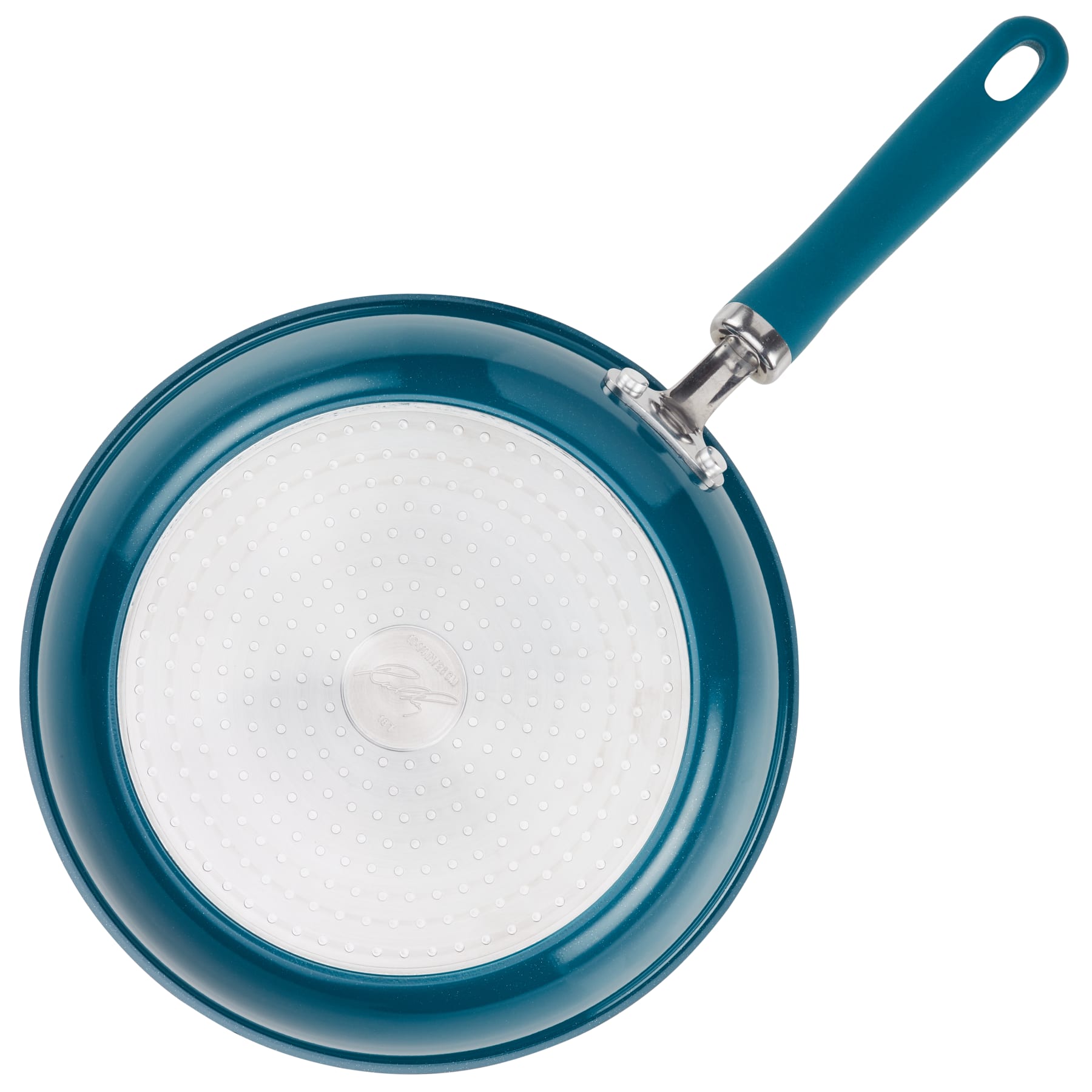 9.5" and 11.75" nonstick pans with textured silver base shown from bottom.